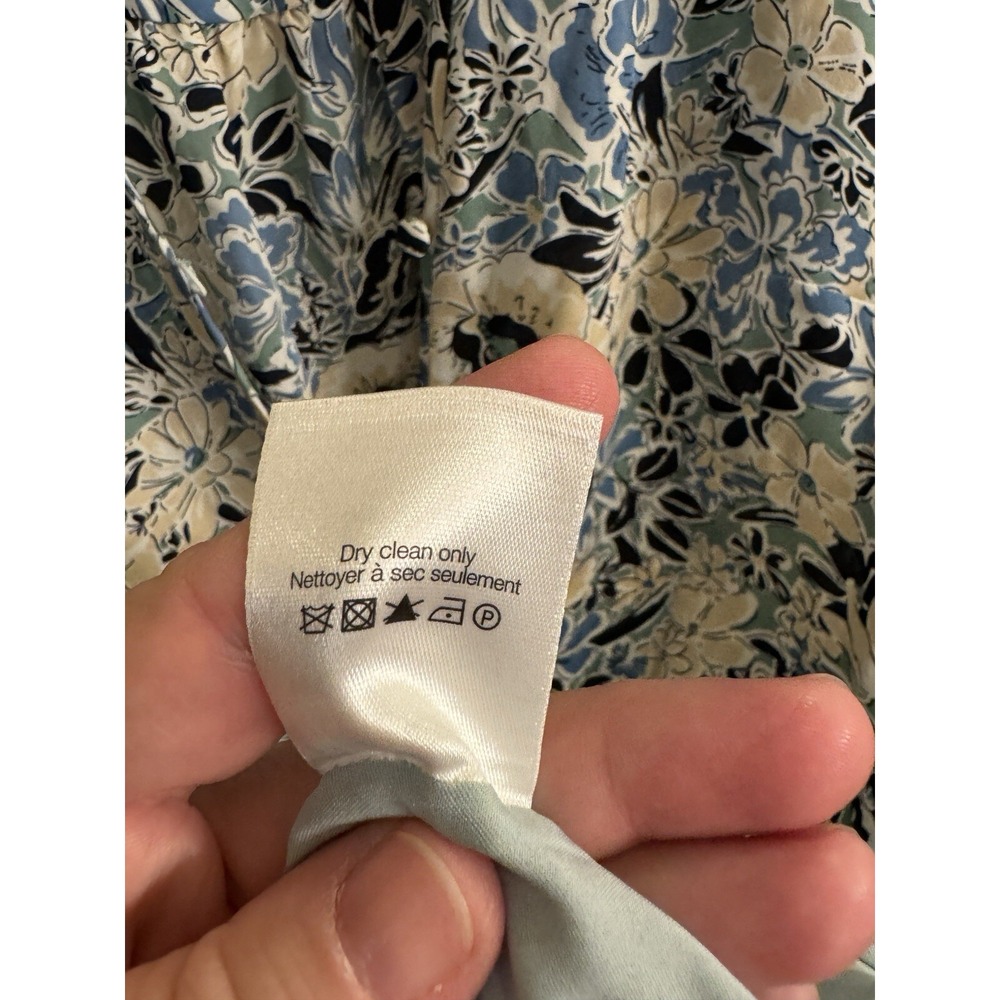 Veronica Beard 14 Riggins Dress Mini Shift Blue Silk Floral V Neck Long Sleeves - Picture 5 of 10